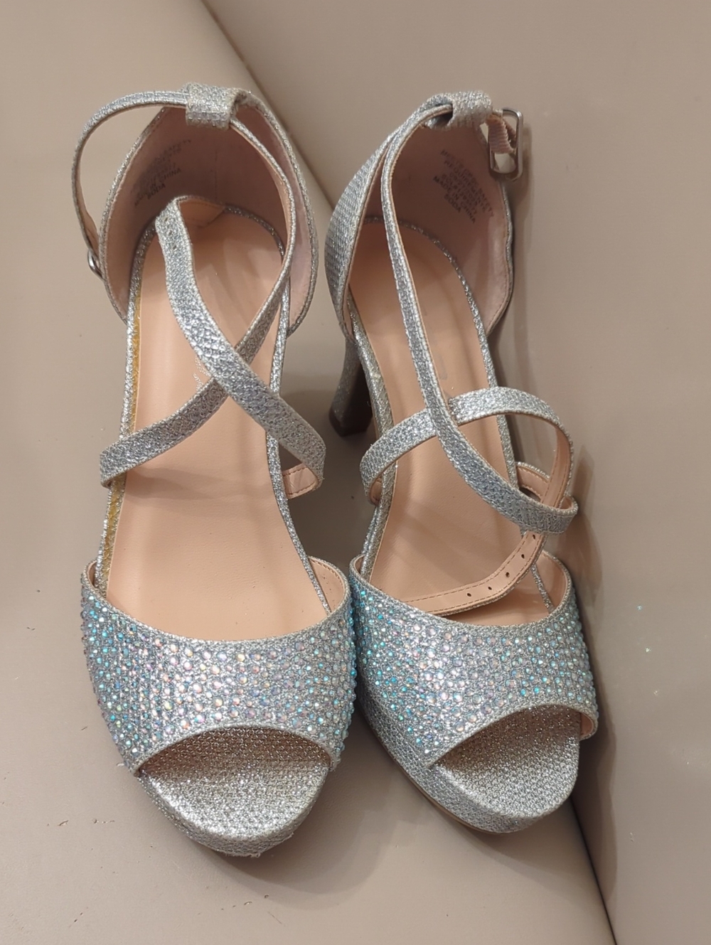 Soda Silver Glitter Crystal Dress Sandals